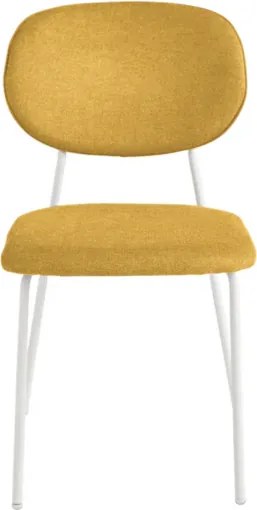 Sedia da pranzo in tessuto Giallo gambe metallo Bianco - ELLIS 2 sedie
