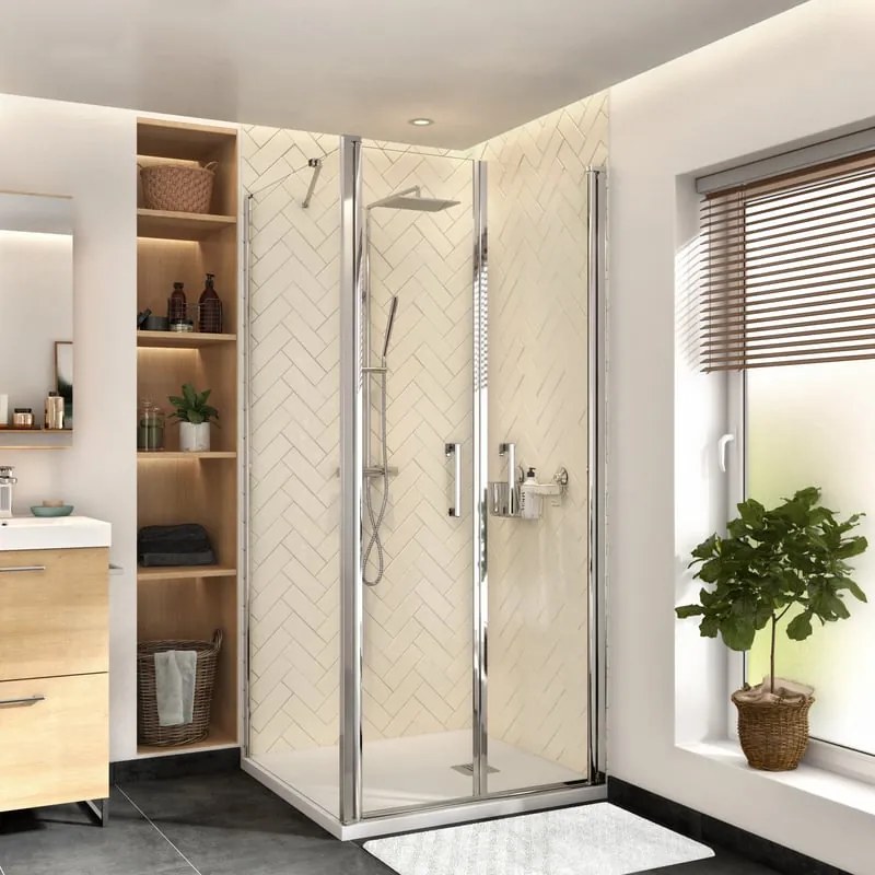 Box doccia con ingresso frontale saloon Remix L 70 x H 195 cm, vetro 6 mm vetro senza finitura / trasparente profilo cromato