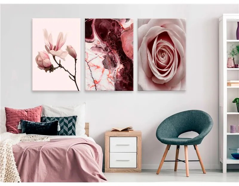 Quadro Vanilla Experience (3 Parts)  Colore Rosa, Dimensioni e Misure 120x60