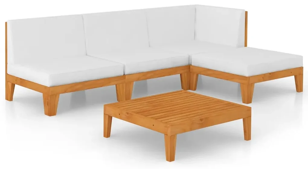 Set divani da giardino 5 pz con cuscini in massello di acacia