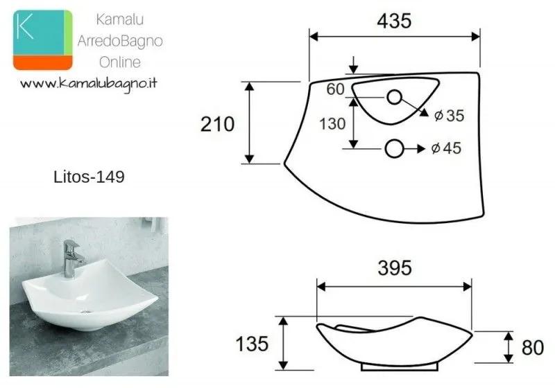 Kamalu - lavabo bagno da appoggio moderno modello litos-149