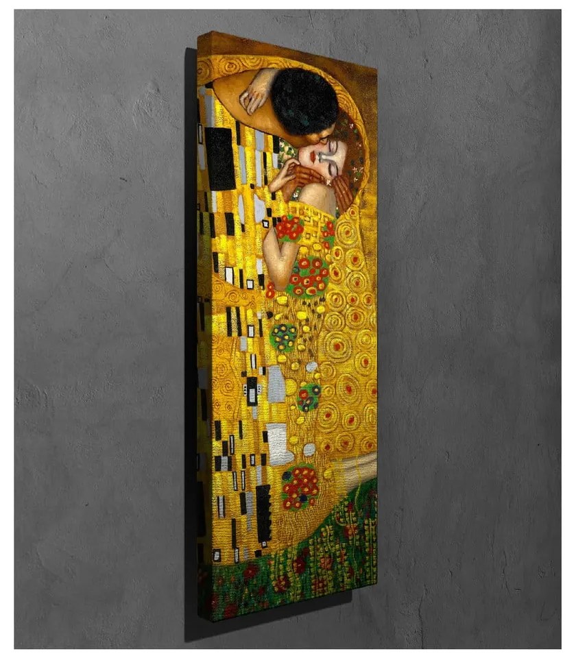 Riproduzione murale su tela Gustav Klimt Il bacio, 30 x 80 cm Gustav Klimt - The Kiss - Wallity