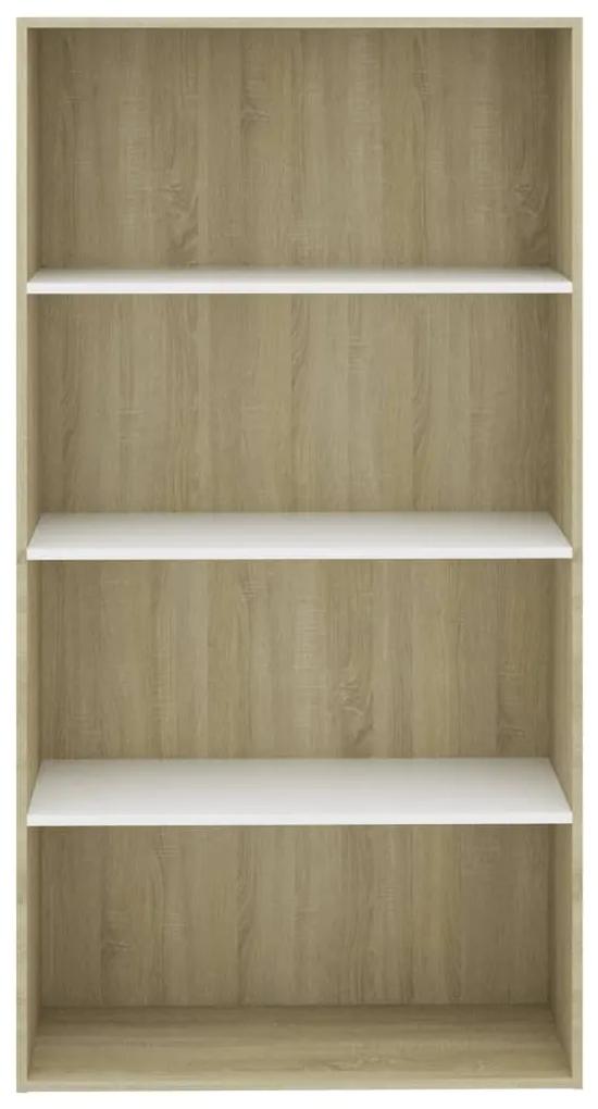 Libreria a 4 Ripiani Bianco e Sonoma 80x30x151,5 cm Multistrato