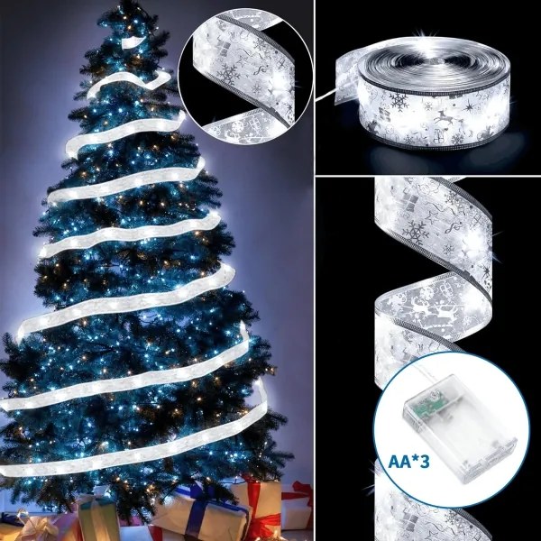 Aigostar - Catena luminosa LED per Natale 50xLED/3xAA 5m bianco caldo argento