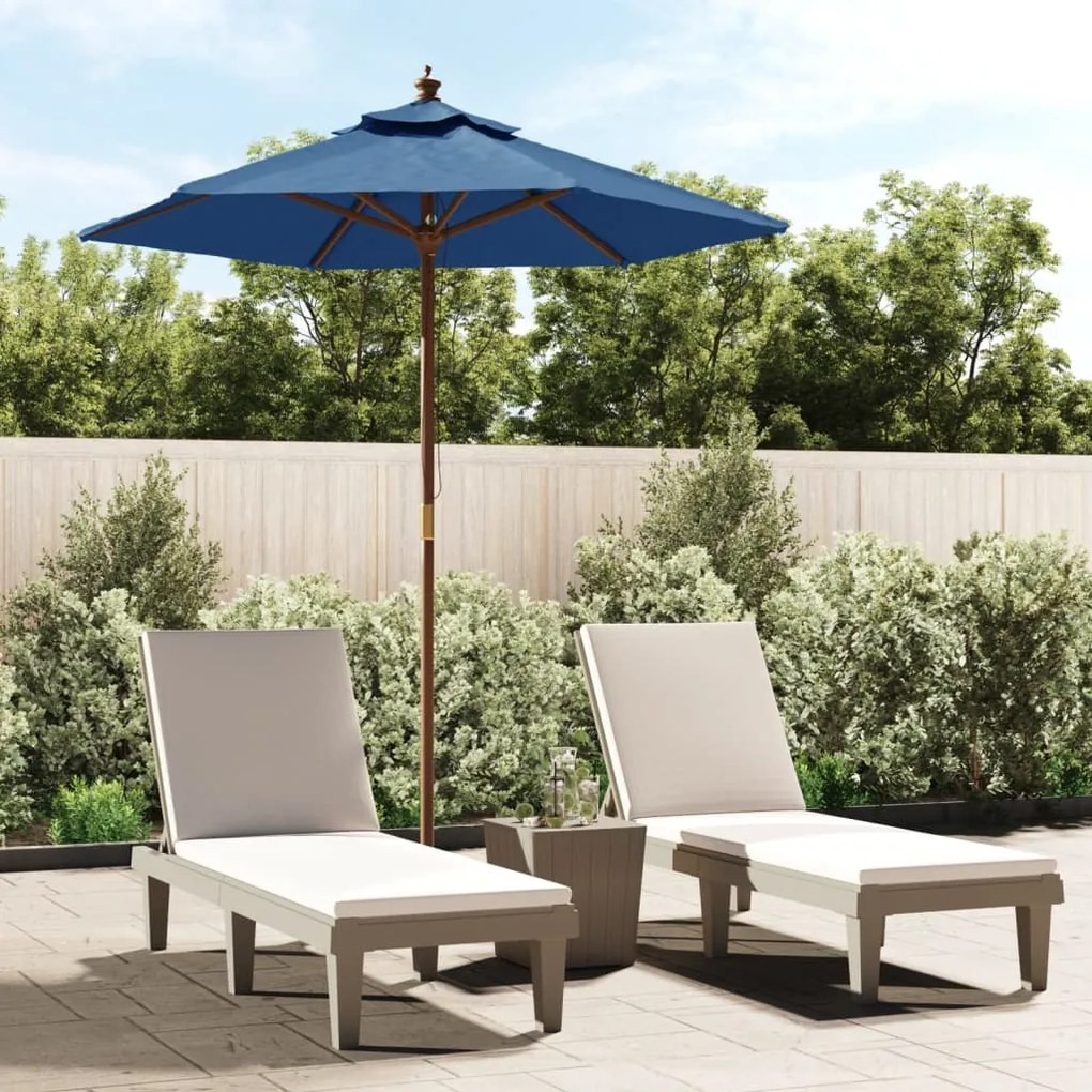 Ombrellone Da Giardino Con Palo İn Legno Azzurro 196x231 Cm /