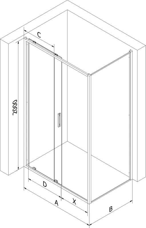 Mexen Exo cabina doccia scorrevole 120 x 90 cm, trasparente, nera - 8151-120-090-70-00