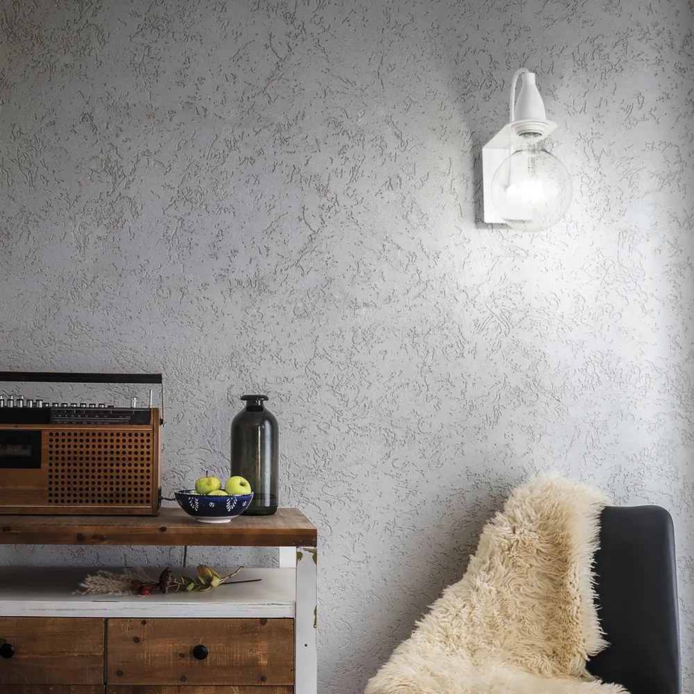 Applique Moderna Minimal Metallo Bianco 1 Luce E27 8W 3000K Luce Calda