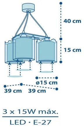 Dalber D-76114 - Lampadario per bambini MY LITTLE JUNGLE 3xE27/15W/230V