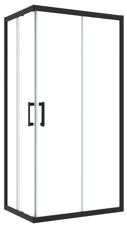 Box doccia con ingresso angolare scorrevole Easy rettangolare L 90 x L 70 x H 190 cm in vetro, sp. 6 mm vetro senza finitura / trasparente nero