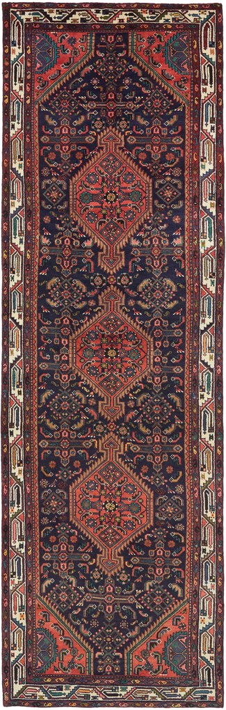 Hamedan Tappeto persiano 360 x 110 Blu (Iran) Annodato A Mano
