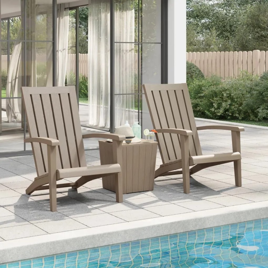 Sedie adirondack da giardino 2 pz polipropilene marrone chiaro