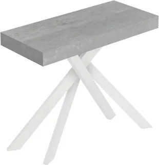 Consolle allungabile Libo Small - Cemento gambe bianche 90x40/196 cm