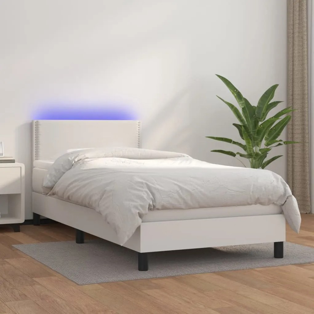 Giroletto Molle Con Materasso E Led Bianco 90x190 Cm Similpelle /