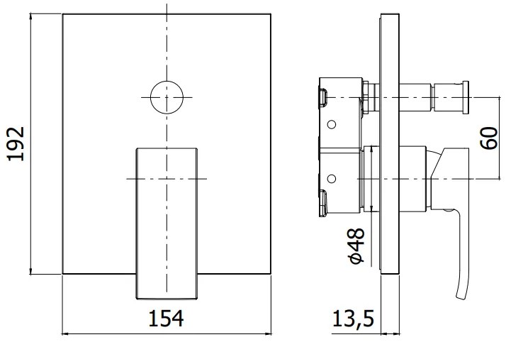 Paffoni Level Lesbox015 Parte Esterna Miscelatore doccia Incasso con Deviatore Senza Parte Incasso Cromo