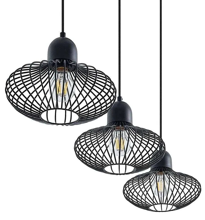 Lindby - Justinos 3 Lampada a Sospensione Black Lindby