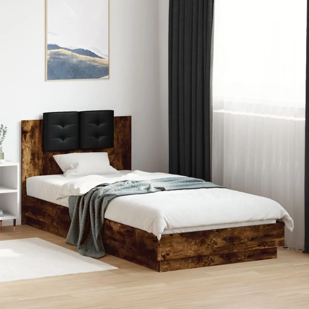 Giroletto con testiera rovere fumo 90x200 cm legno multistrato