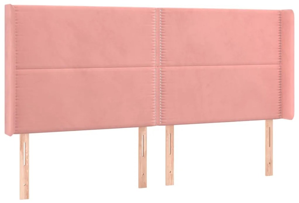 Testiera ad orecchio rosa 203x16x118/128 cm in velluto