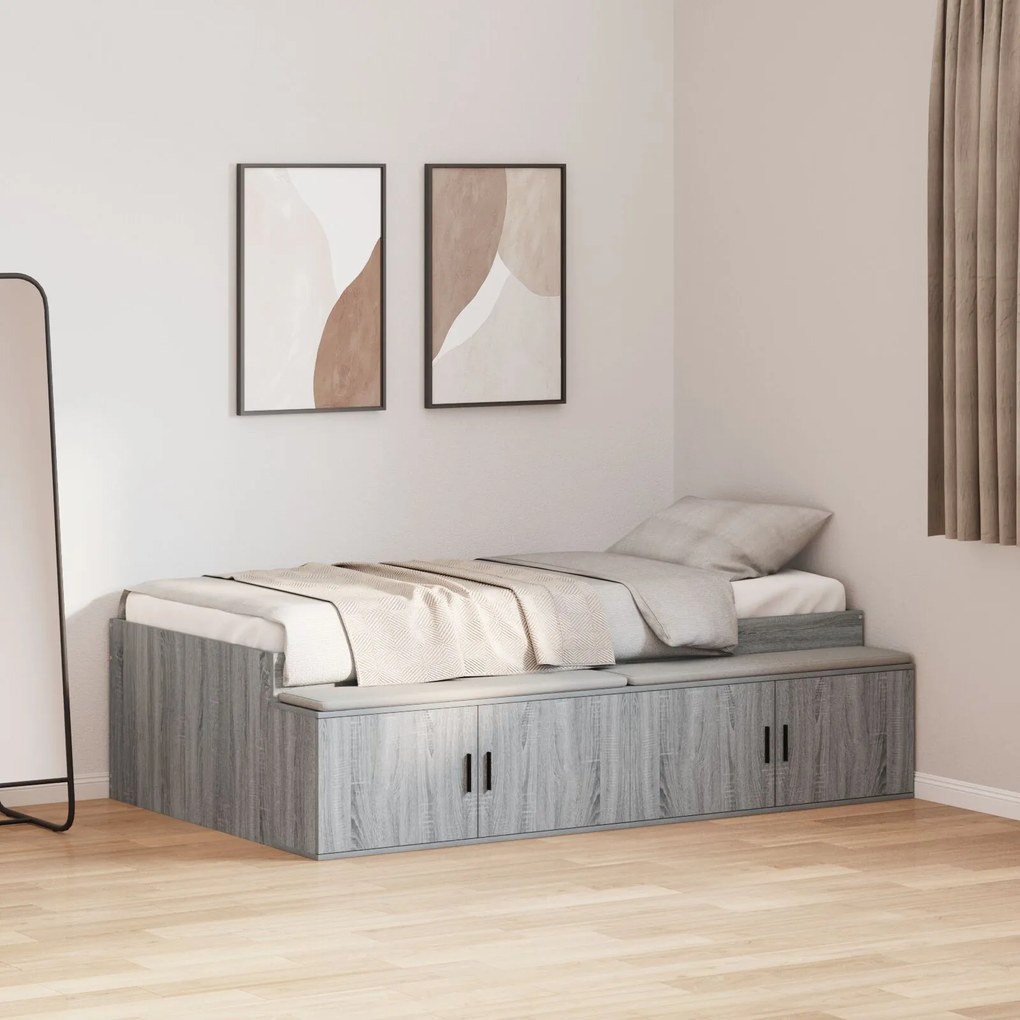 Struttura letto grigio sonoma 90x200 cm