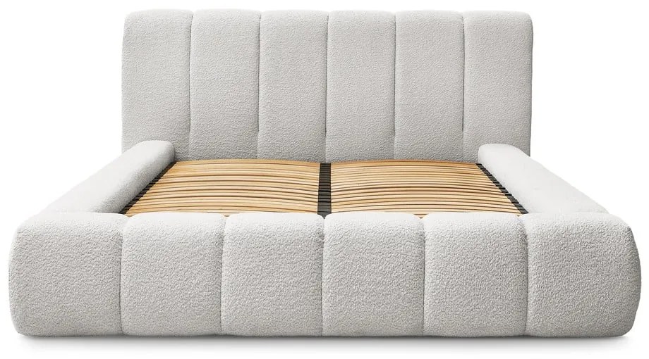 Letto matrimoniale imbottito in grigio chiaro con contenitore con rete inclusa 180x200 cm Denali – Bobochic Paris