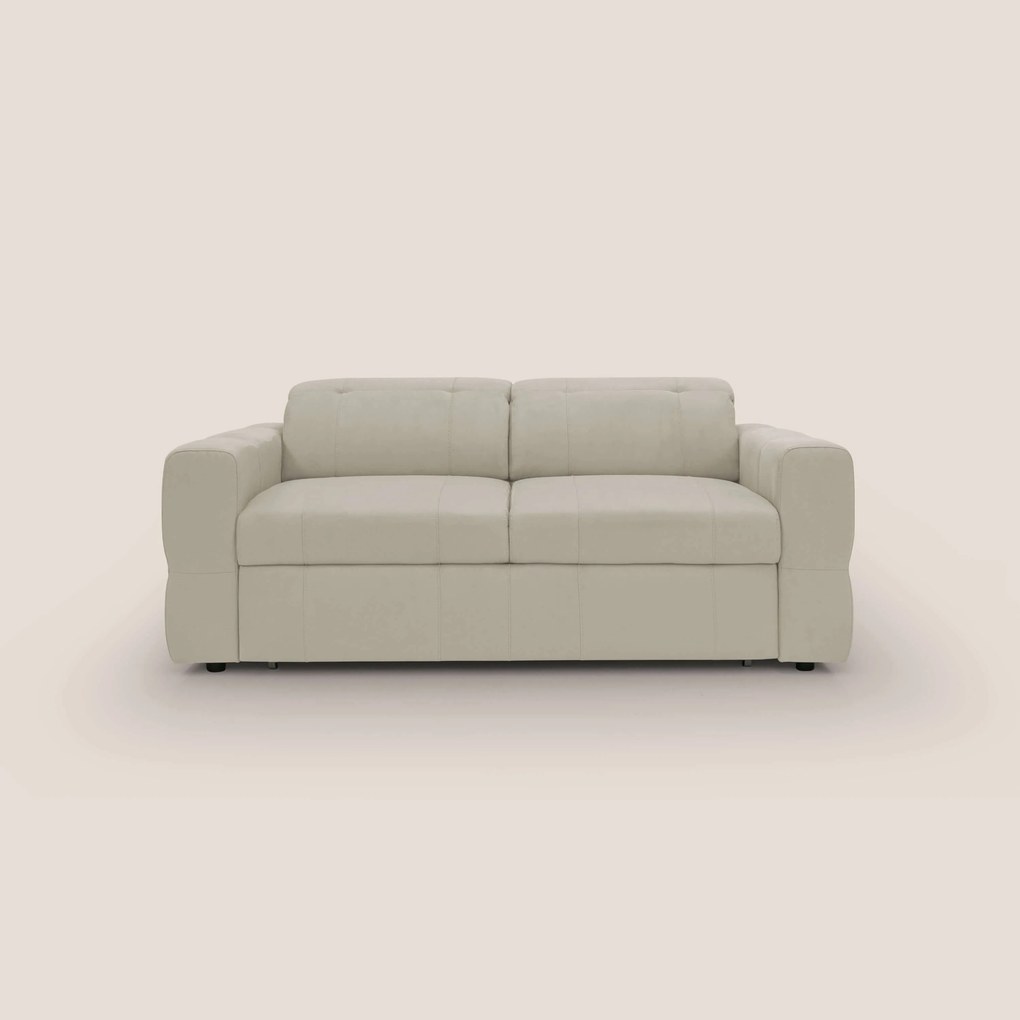 Kronos Divano con pouf estraibile poggiapiedi e poggiatesta reclinabili in morbida microfibra impermeabile T11 panna