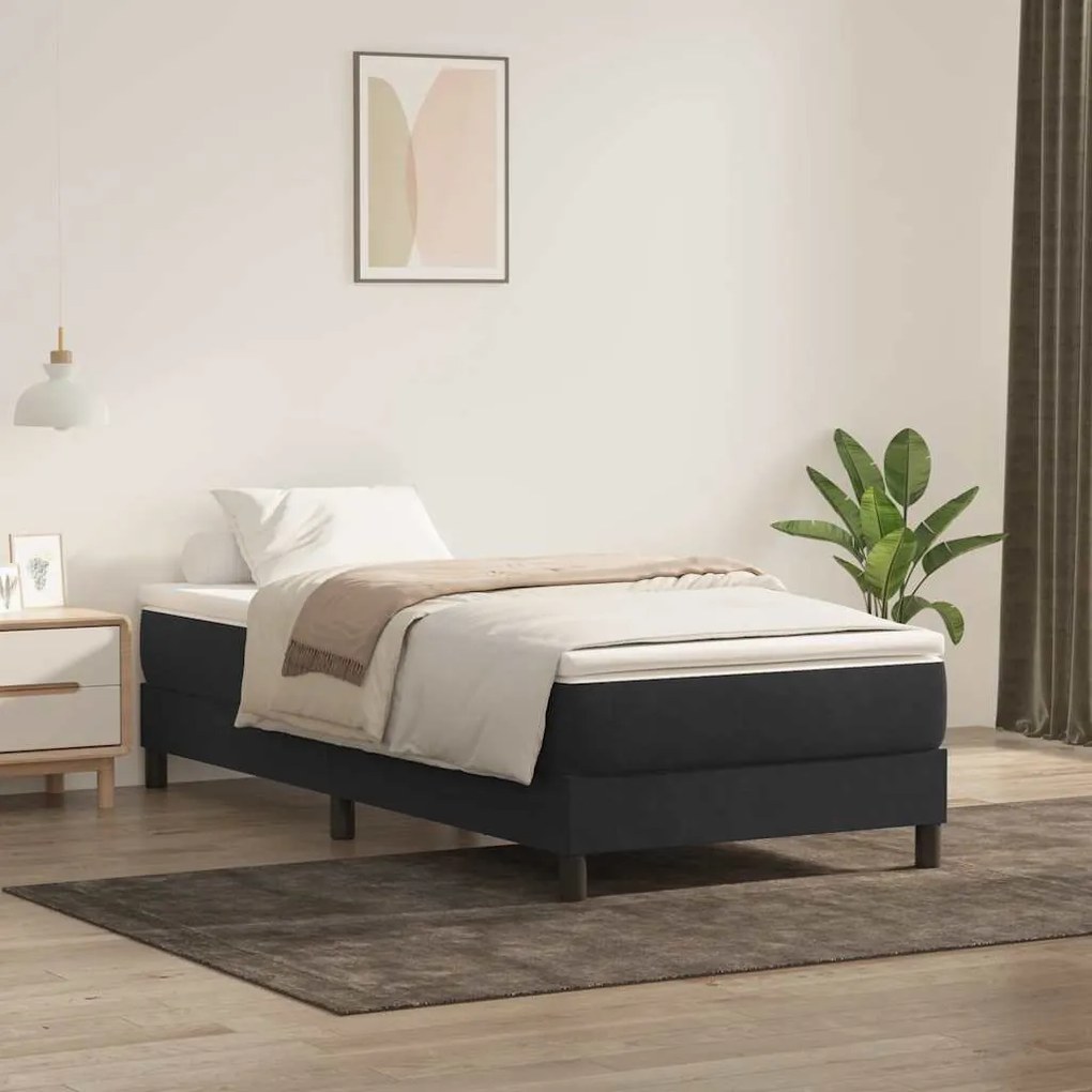 Giroletto A Molle Con Materasso Nero 90x220 Cm İn Velluto /