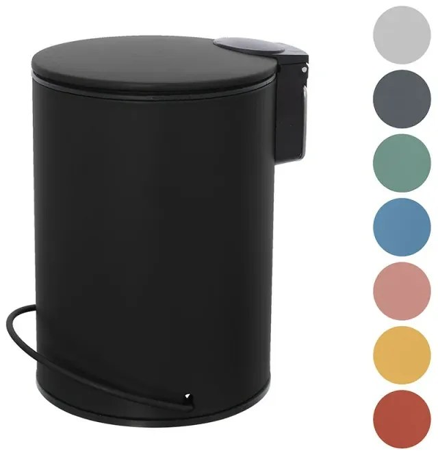 Pattumiera in acciaio 3 litri nero soft-close con secchio estraibile Spring