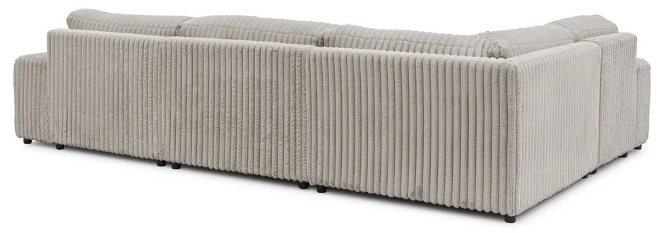 Divano angolare grigio chiaro (con penisola a sinistra/a U) rivestito in velluto a coste Justin – Ropez