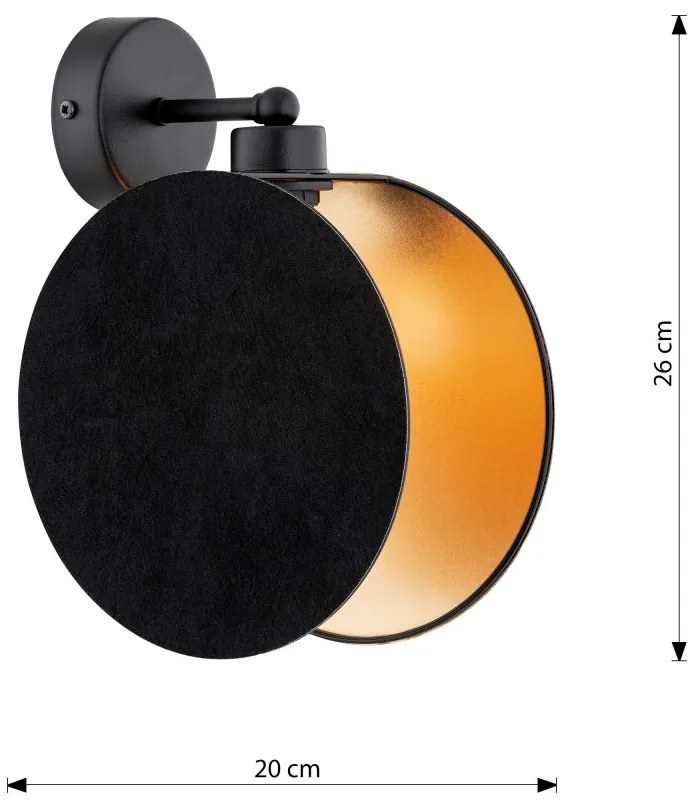 Applique da Parete in Acciaio e Tessuto MOTIF K1 E27 Colore del corpo Nero e Oro