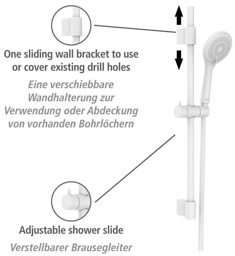Set doccia bianco in acciaio inox 70 cm Watersaving - Wenko
