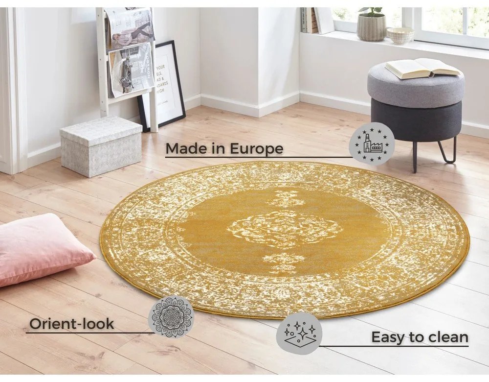 Tappeto rotondo giallo/arancio ø 160 cm Méridional - Hanse Home