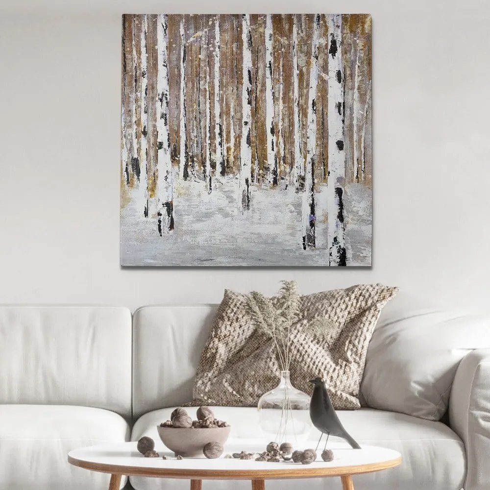 Quadro dipinto a mano 70x70 cm Birch Wood - Wallity
