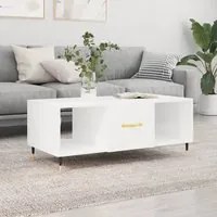 Tavolino da Salotto Bianco Lucido 102x50x40cm Legno Multistrato 829278