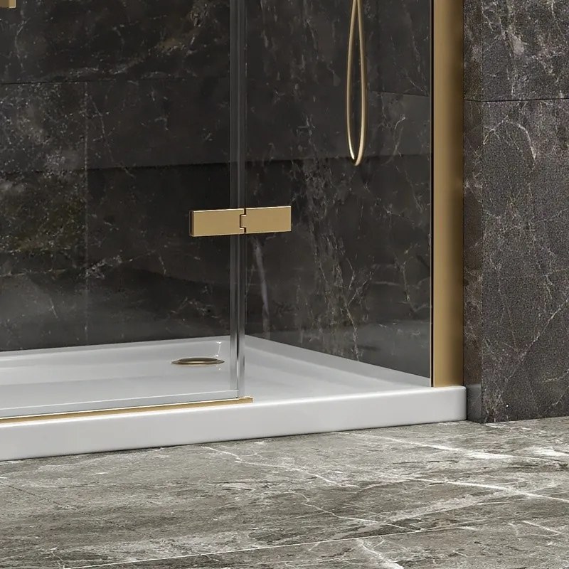 Porta doccia 180 cm battente e 2 fissi oro spazzolato | KT6000G - KAMALU