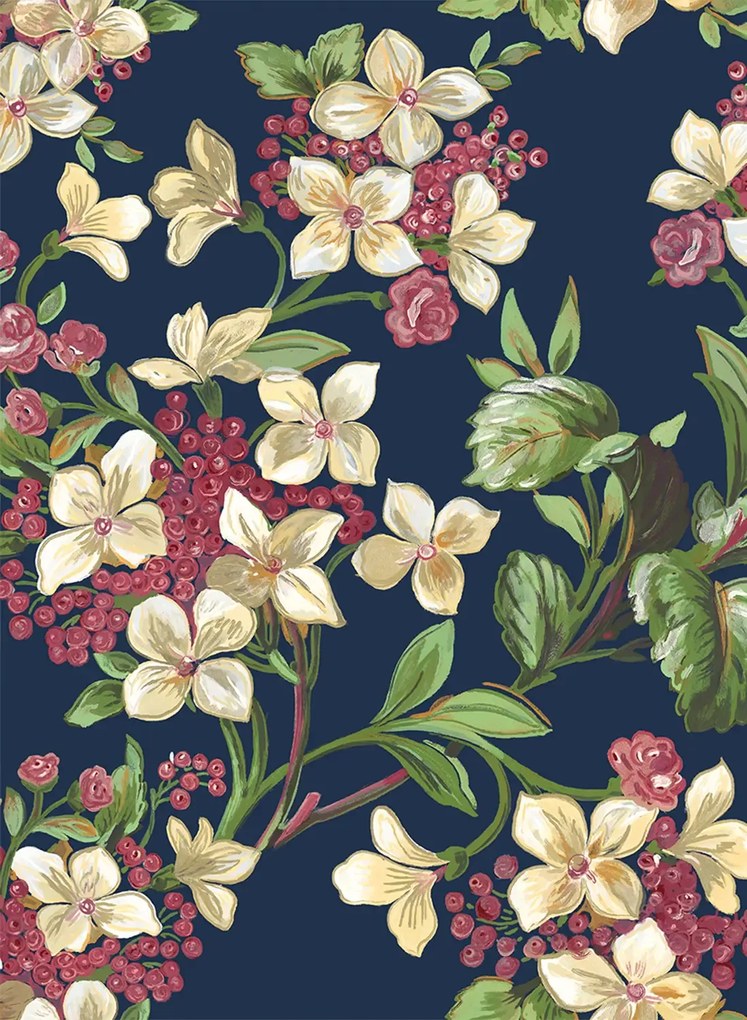 Coordonne Carta da parati Flowery - Navy