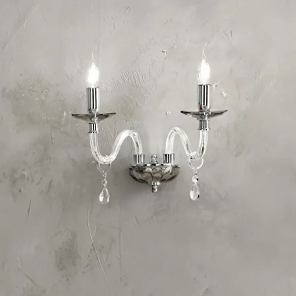 Lampada applique in cristallo 35 cm LIVIA Fumč a 2 luci