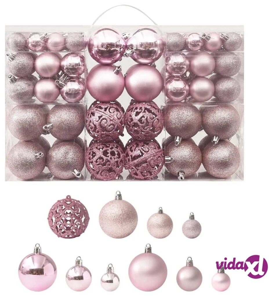 vidaXL Set Palline di Natale 100 pz Rosa