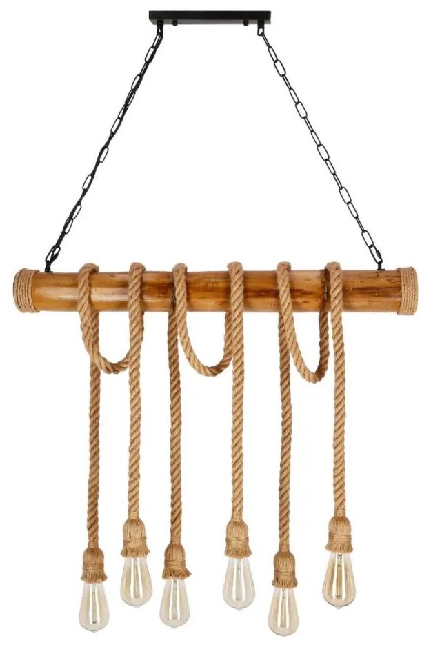 Lampadario con catena VINT 6xE27/40W/230V in bambù