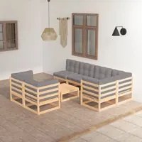 Set Divani da Giardino 8 pz con Cuscini Legno Massello di Pino cod mxl 41794