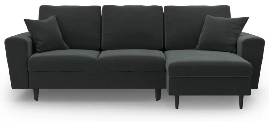 Divano angolare grigio scuro allungabile e con contenitore con rivestimento in velluto Kyoto – Cosmopolitan Design