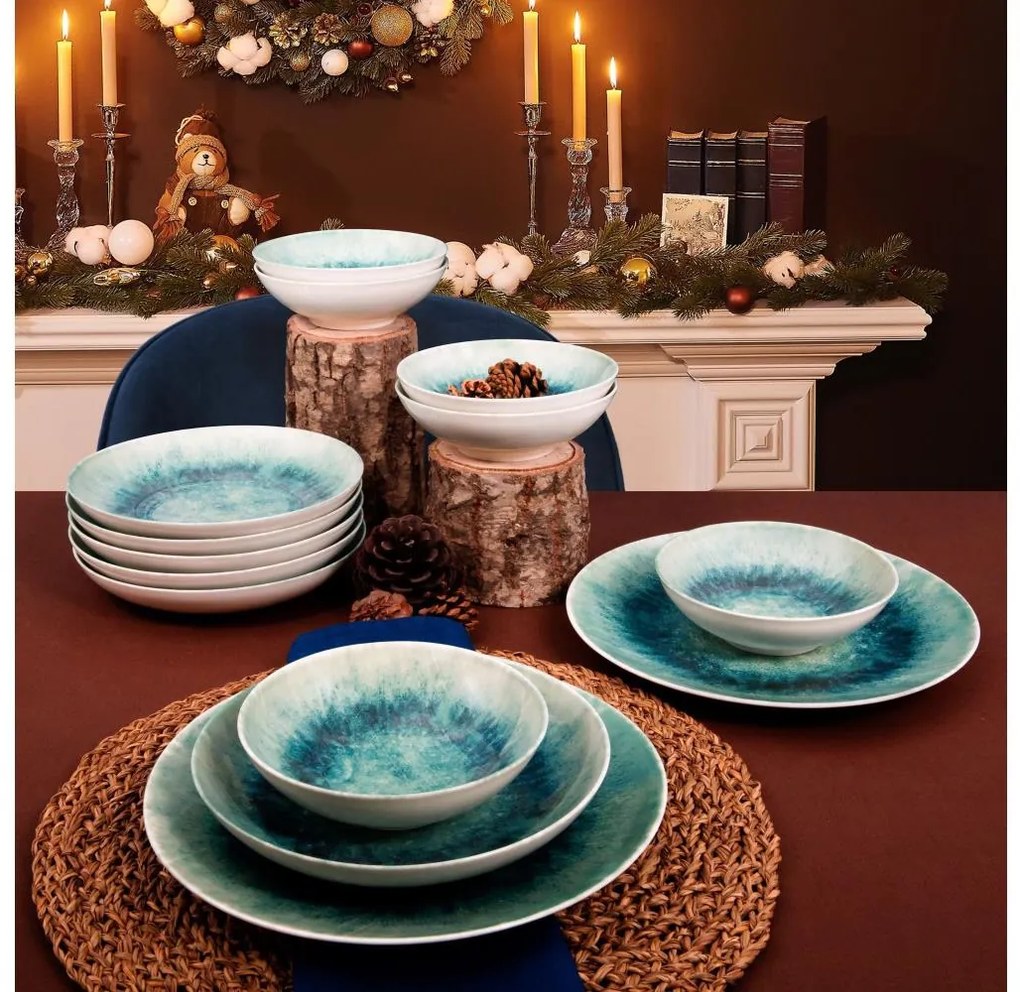 Set da tavola 18 pezzi blu in porcellana