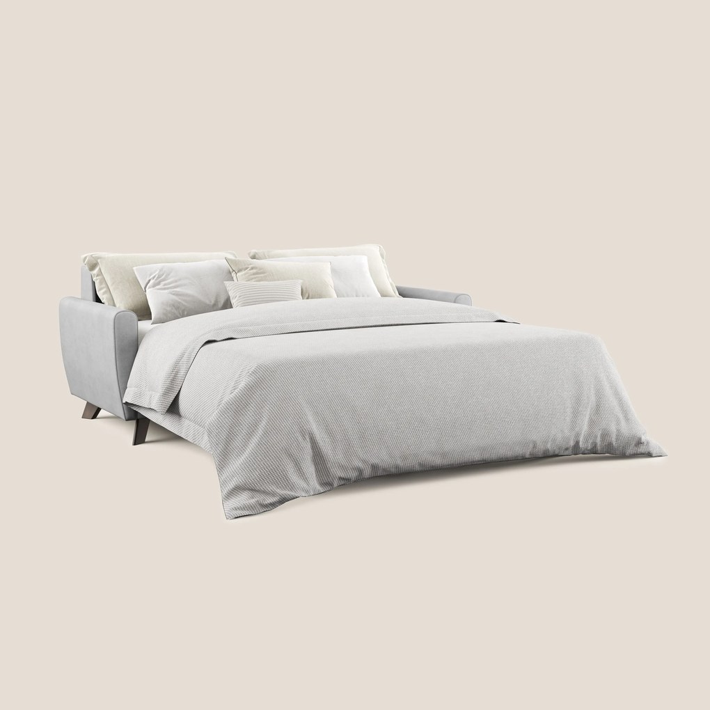 Callisto Divano letto matrimoniale in tessuto morbido impermeabile T02 grigio chiaro