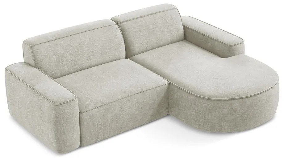 Divano angolare color crema (con penisola a destra/con chaise lounge) con rivestimento in ciniglia Omao – Makamii