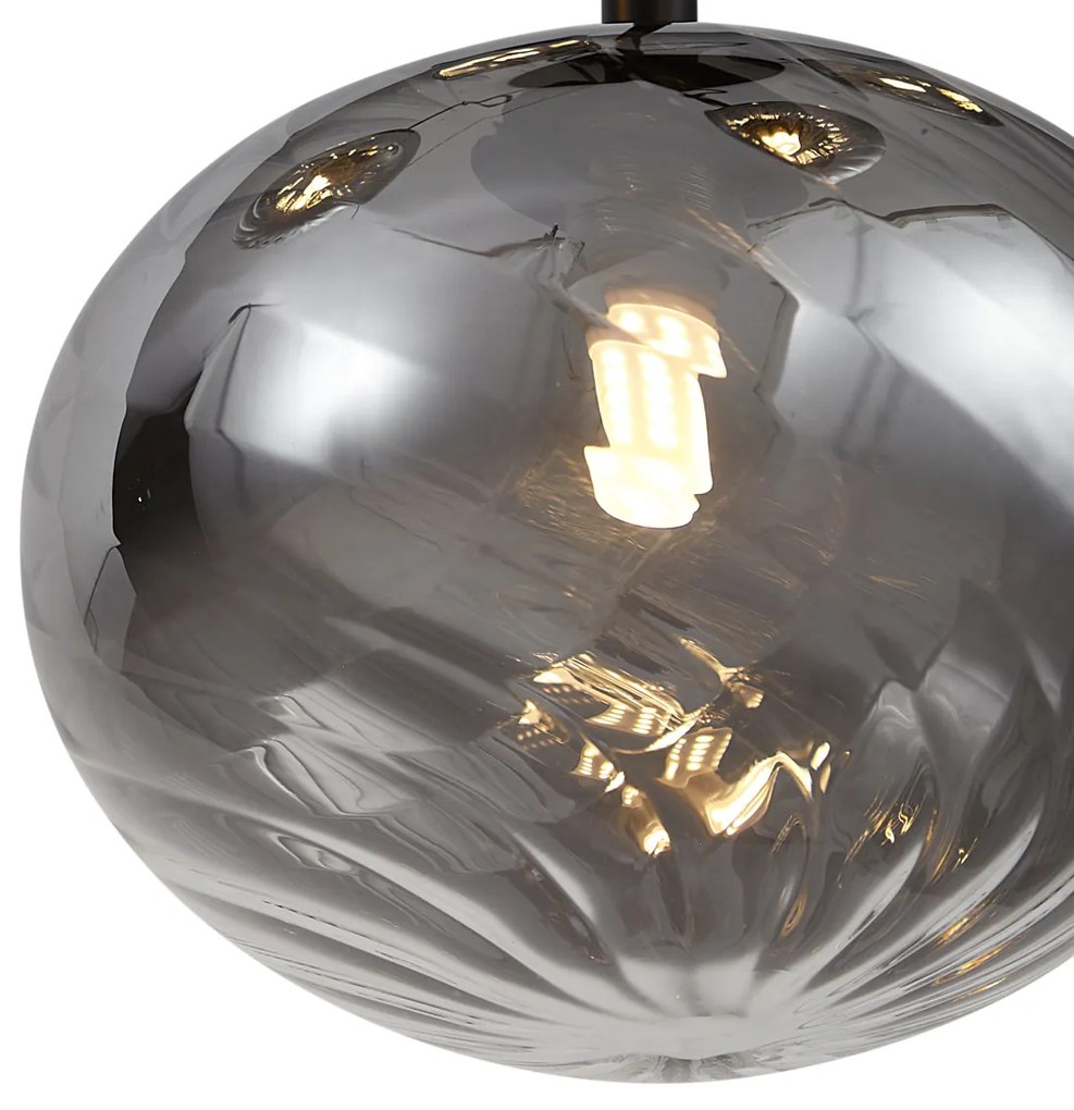 Lampada a sospensione moderna nera con vetro fumé - Jia