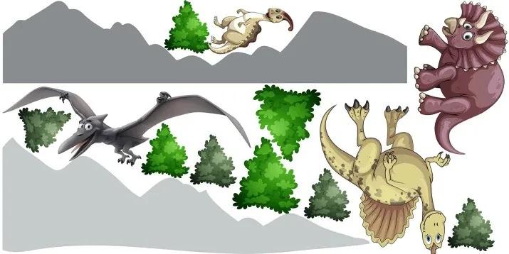 Adesivo murale per bambini dinosauri in natura 50 x 100 cm