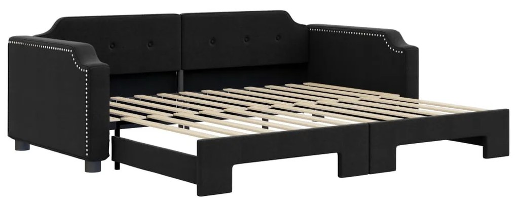 Divano letto con letto estraibile nero 80x200 tessuto