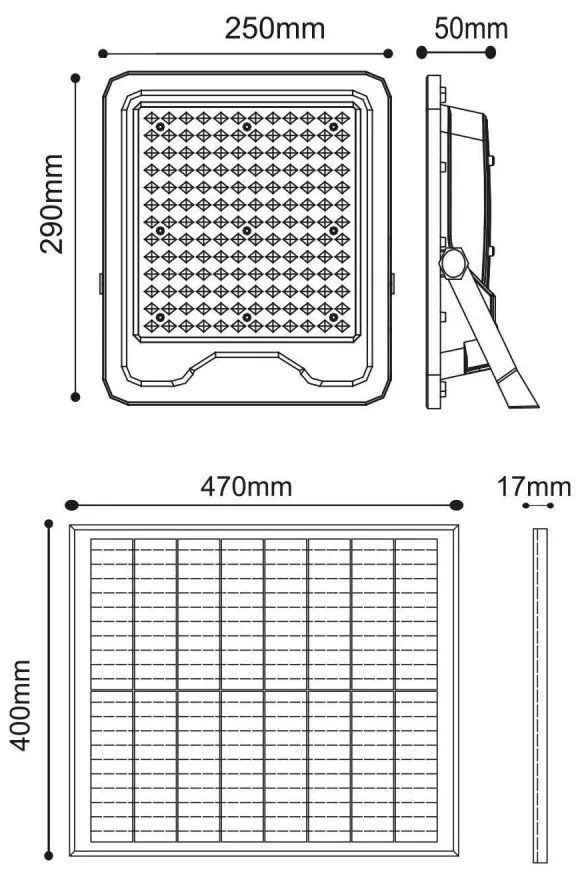 Faro LED Solare 300W IP66, Telecomando Incluso 4.500 lumen - SERIE PRO Colore Bianco Naturale 4.000K