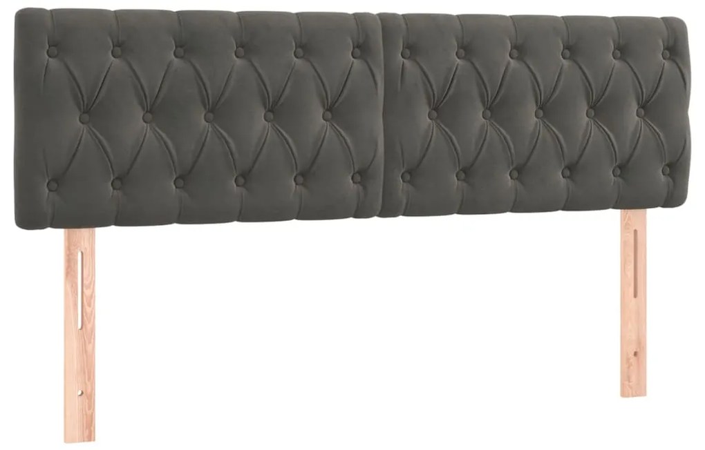 Testiera a led grigio scuro 144x7x78/88 cm in velluto
