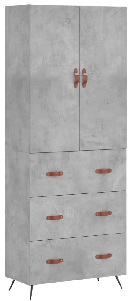 Credenza Grigio Cemento 69,5x34x180 cm in Legno Multistrato