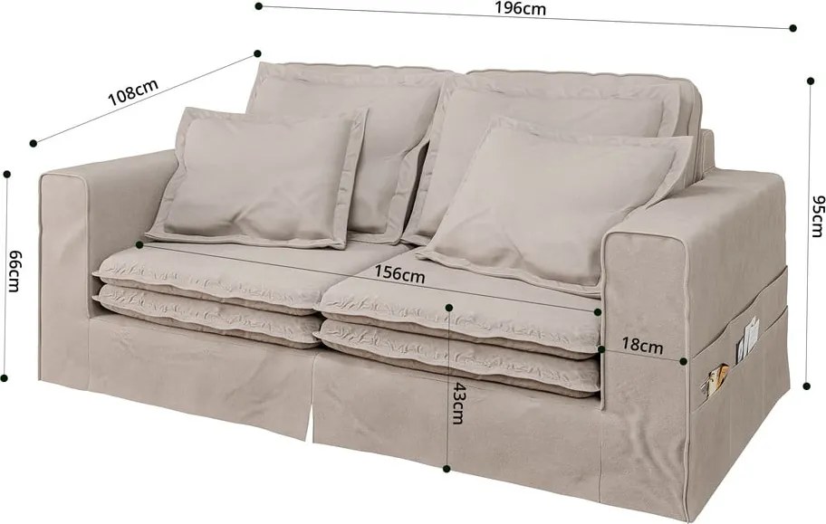 Divano marrone chiaro 196 cm Nora – Ropez