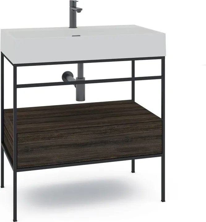 Mobile bagno da terra con lavabo e porta asciugamani L 80 x H 89 x P 45.5 cm marrone per vasca centrale Outline con cassetto